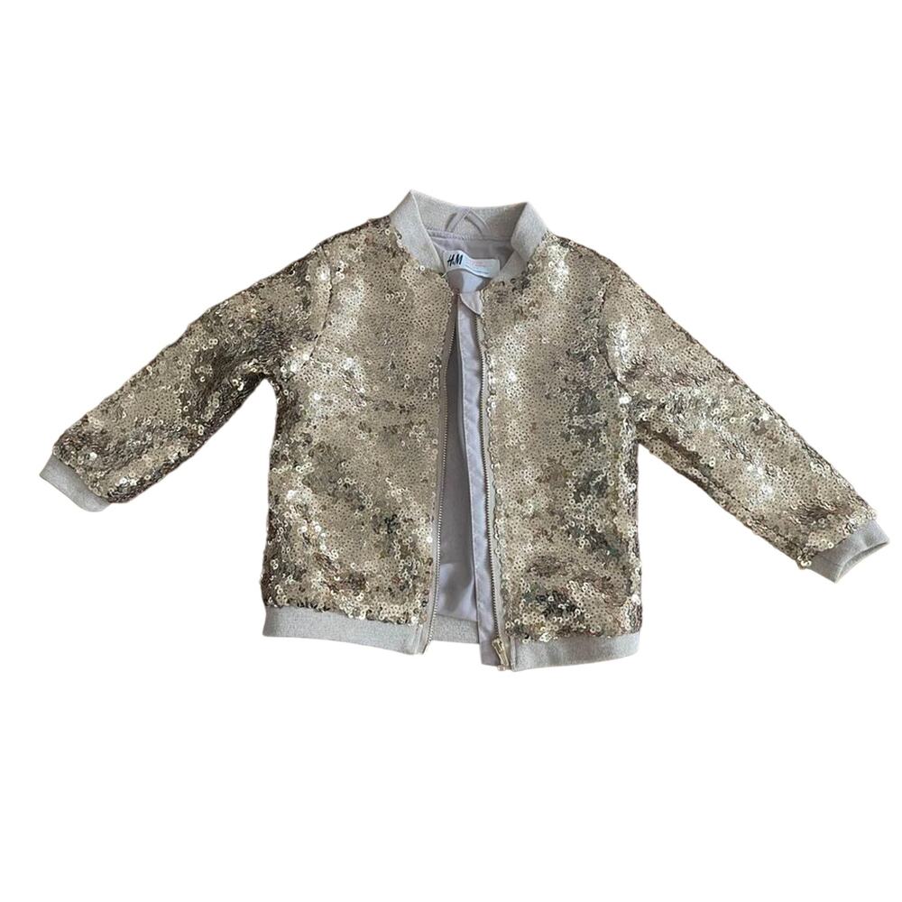 New Girls H&M Gold Full Sequin Jacket Size 1 1/2-2 Years